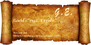 Gadányi Ernő névjegykártya